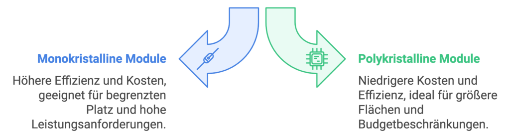 Darstellung der Vorteile von Monokristallinen Modulen und Polykristallinen Modulen